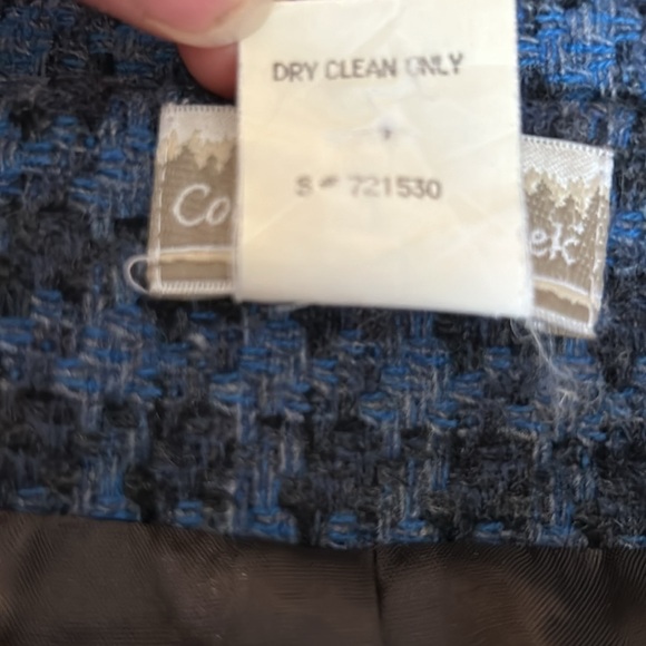 Coldwater Creek 100% Wool Shell Zip Front Blue Houndstooth Lined Blazer Size 14 - Picture 5 of 6